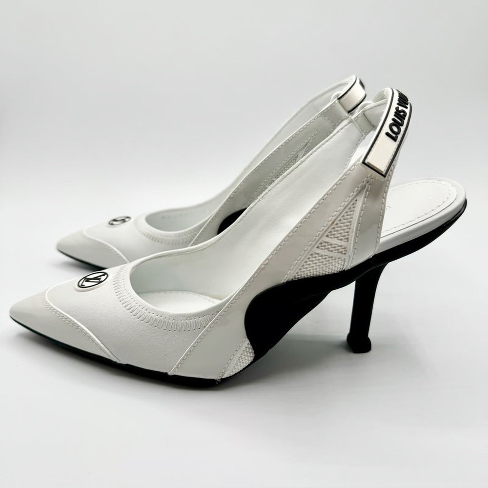 LOUIS VUITTON NOIR BLANC WHITE ARCHLIGHT SLINGBACK PUMP - Picture 3 of 7